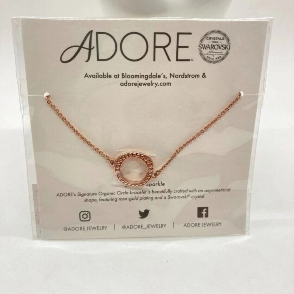 ADORE Swarovski Crystals Rose Gold Plated Organic Circle‎ Charm Bracelet